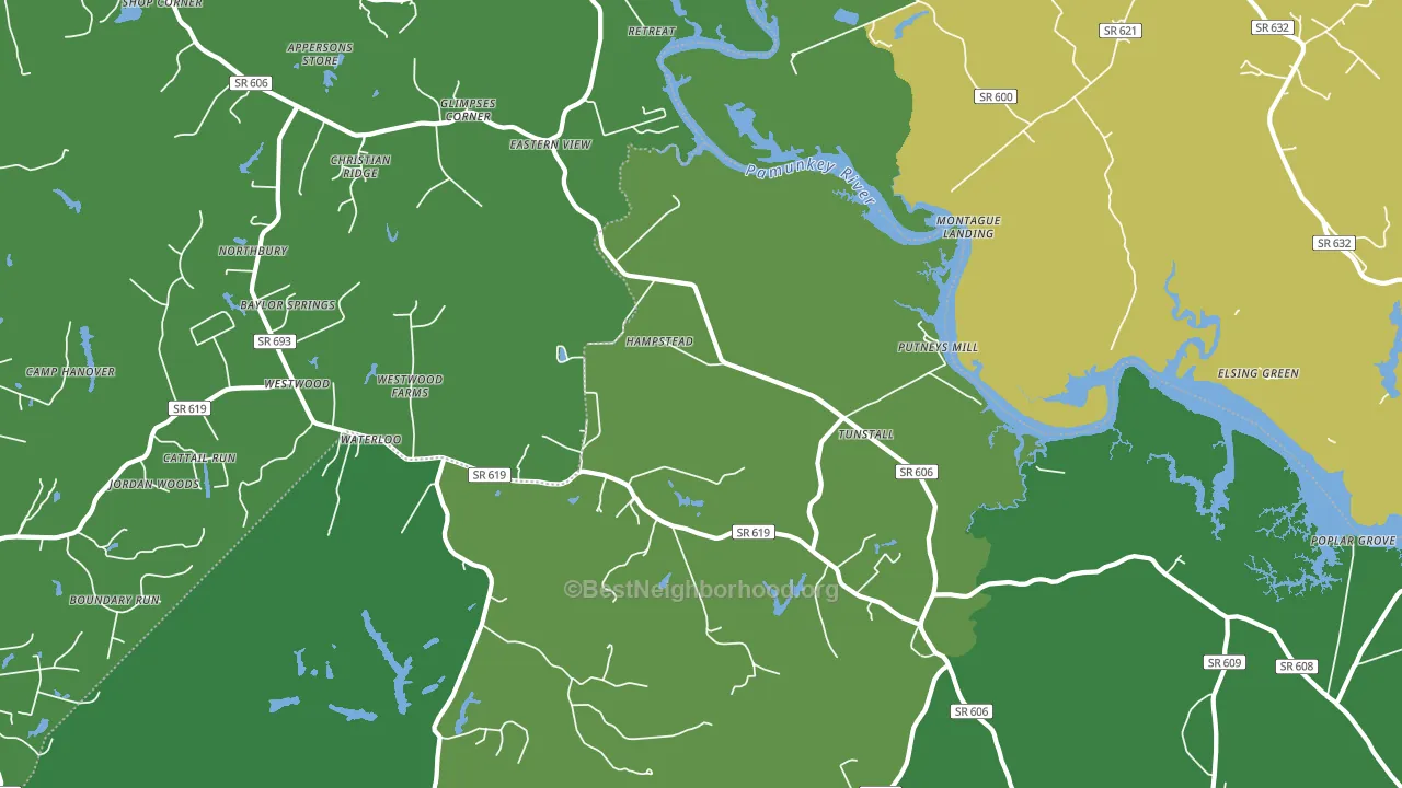 Tunstall, VA block-group voter-turnout map