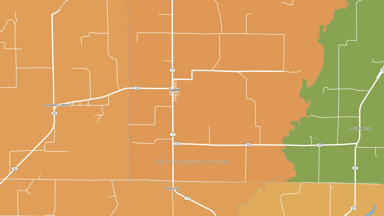 Tupelo, AR block-group voter-turnout map