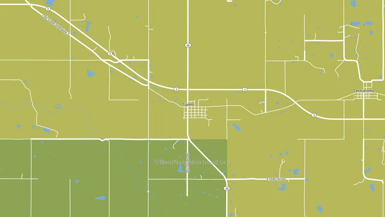 Tupelo, OK block-group voter-turnout map