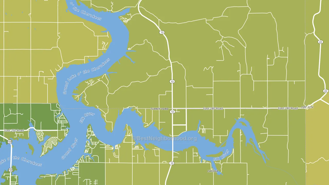 Turkey Ford, OK block-group voter-turnout map