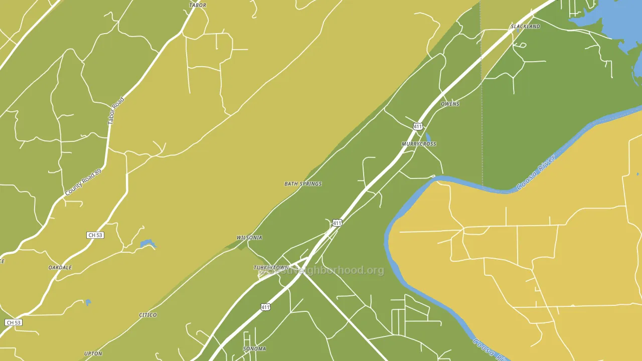 Turkeytown, AL block-group voter-turnout map