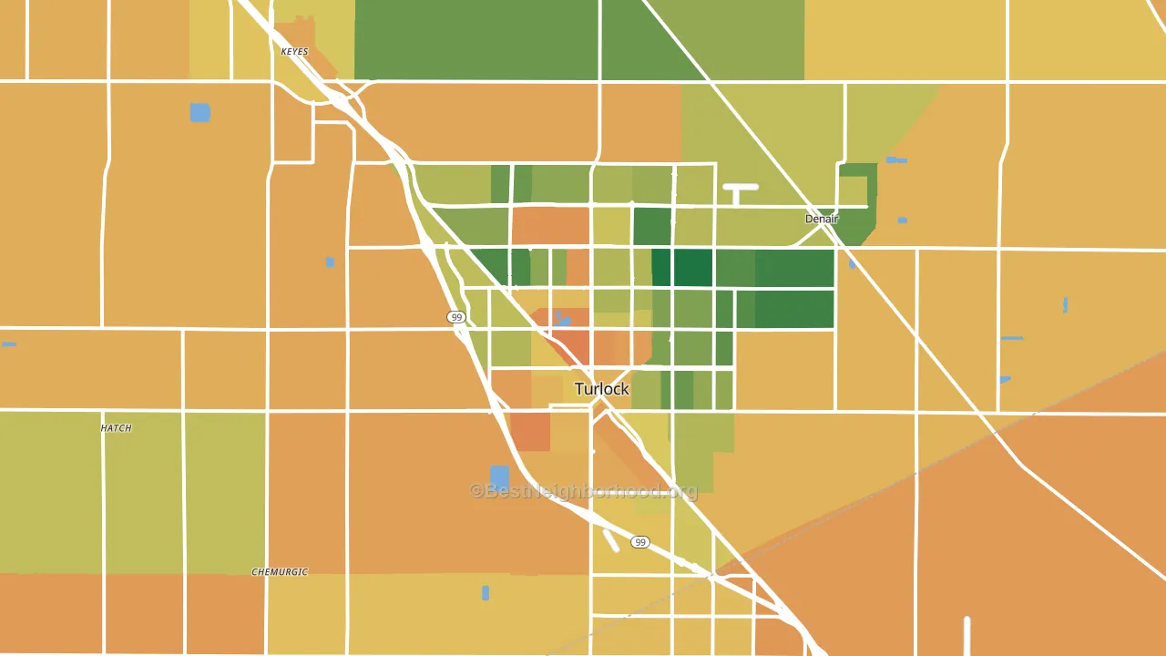 Turlock, CA block-group voter-turnout map