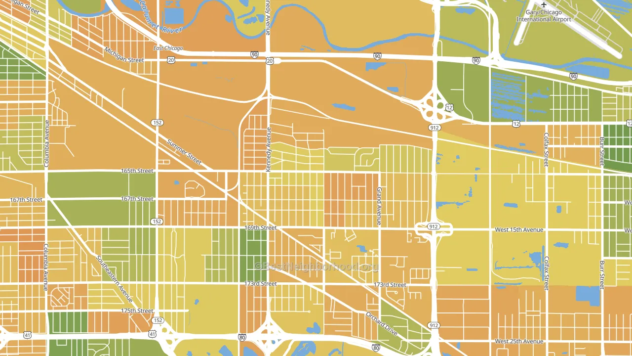 Turner-Meyn Park, Hammond, IN block-group voter-turnout map