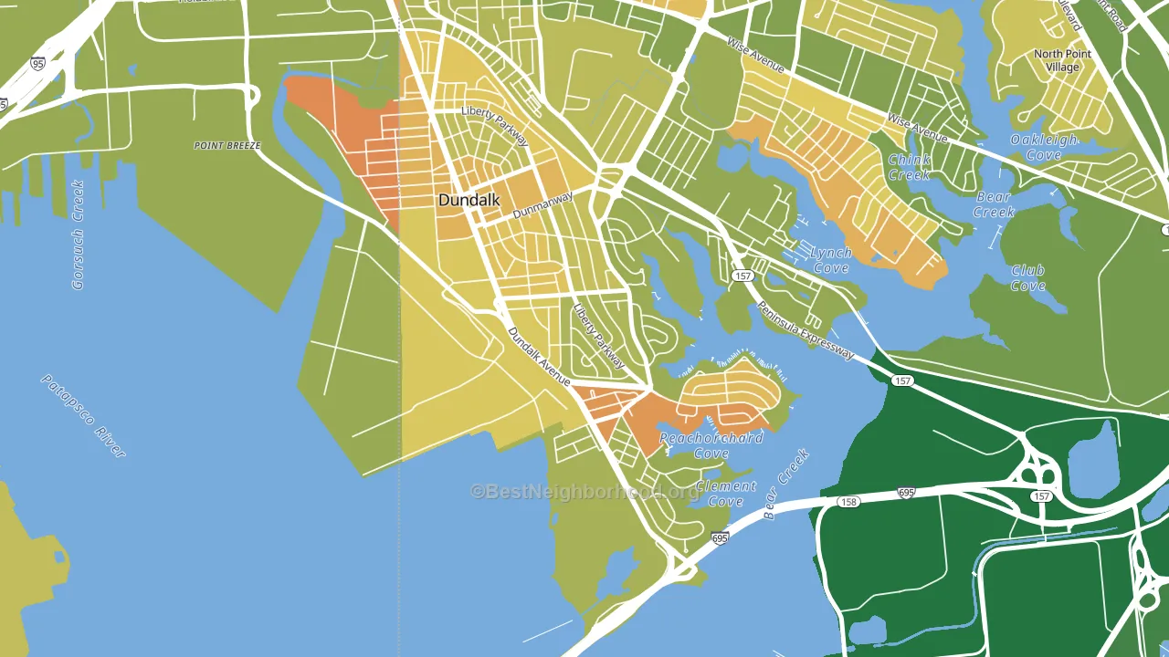Turners, Dundalk, MD block-group voter-turnout map