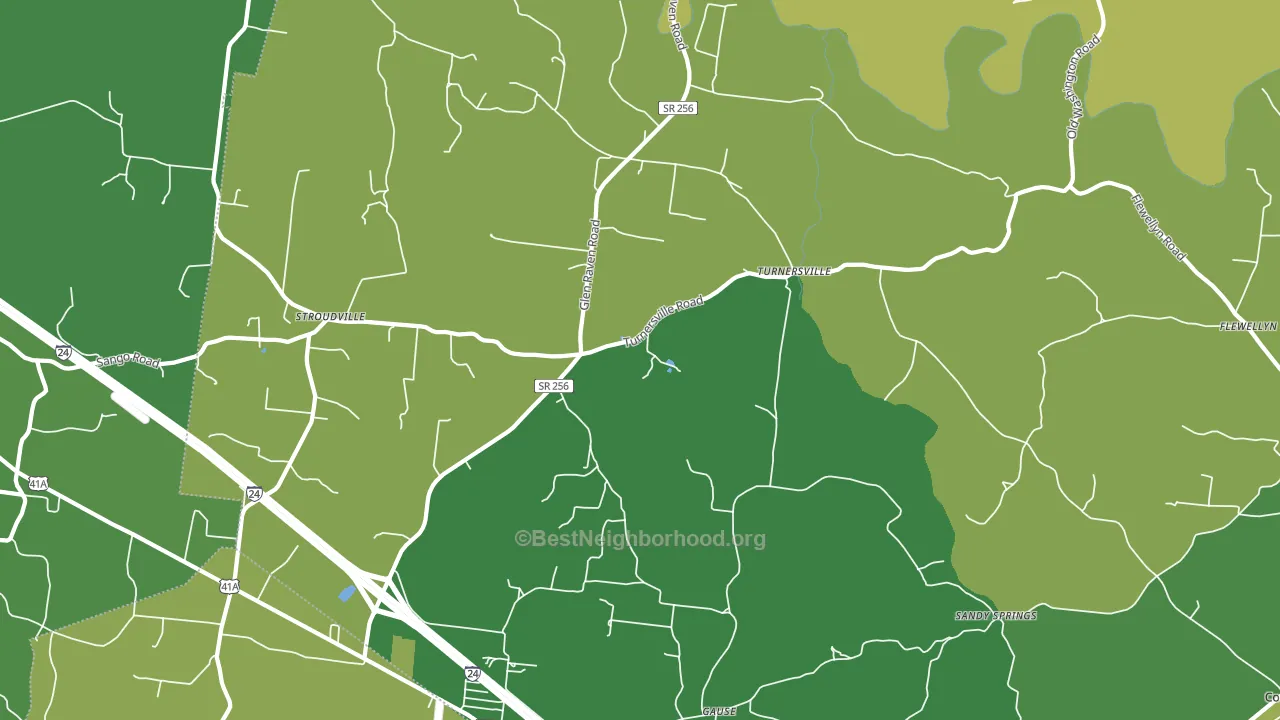 Turnersville, TN block-group voter-turnout map