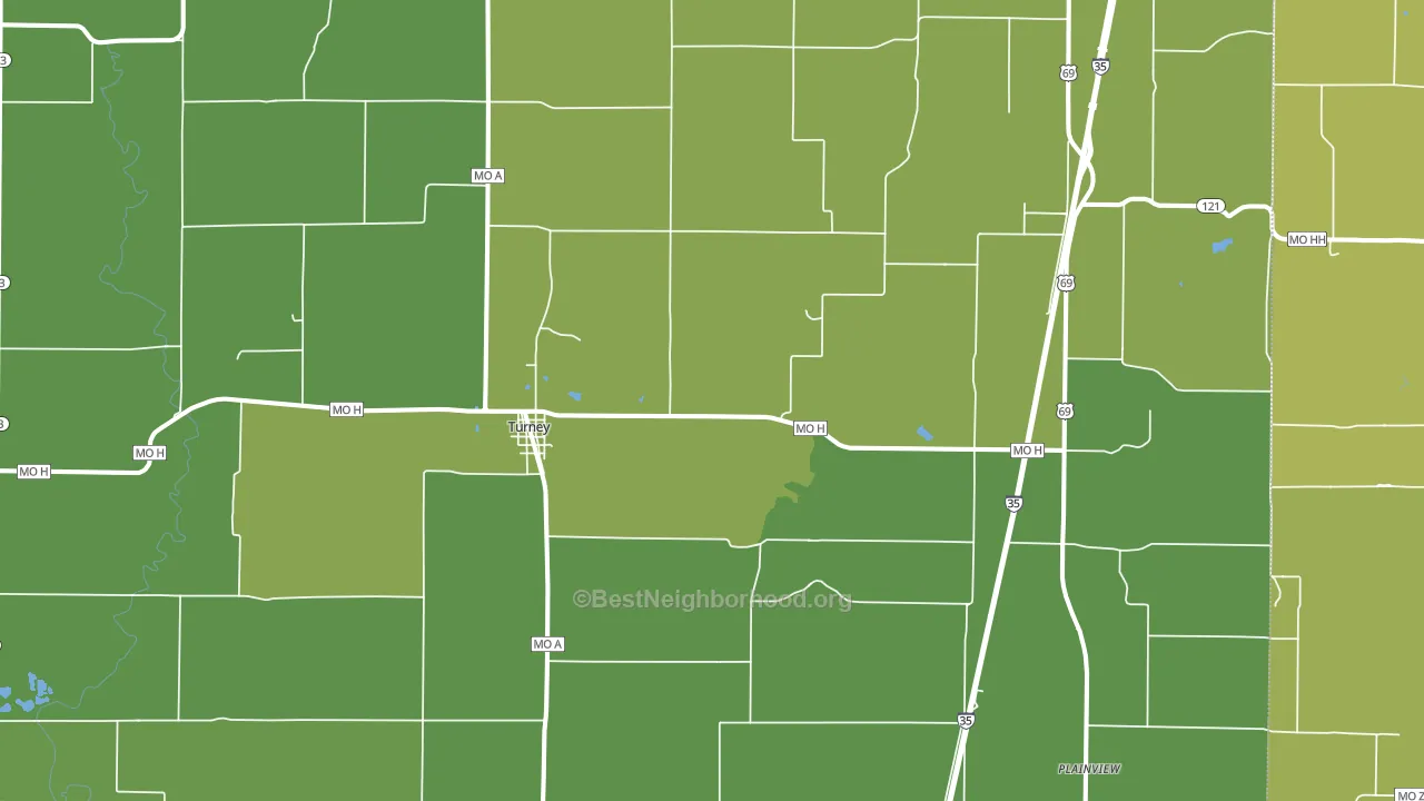 Turney, MO block-group voter-turnout map