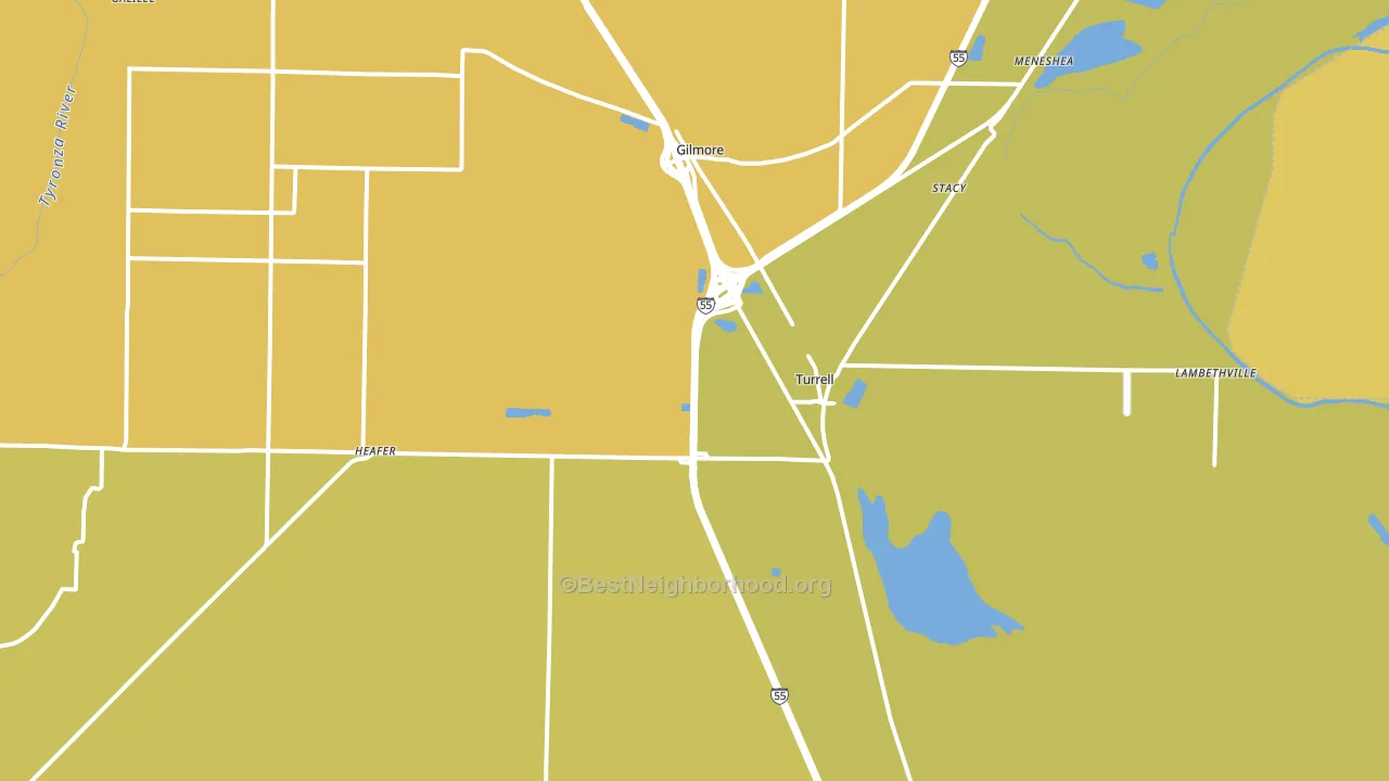 Turrell, AR block-group voter-turnout map