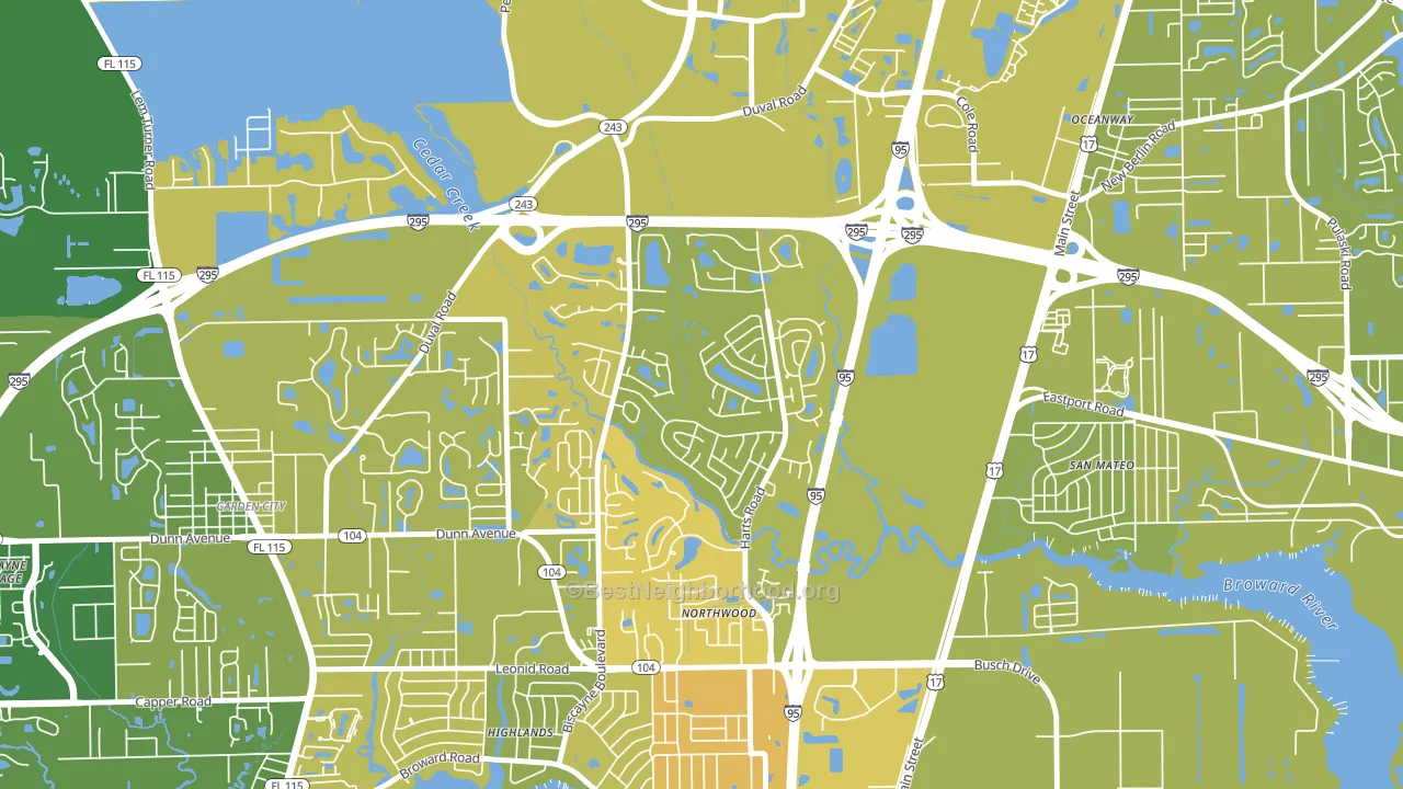 Turtle Creek, Jacksonville, FL block-group voter-turnout map