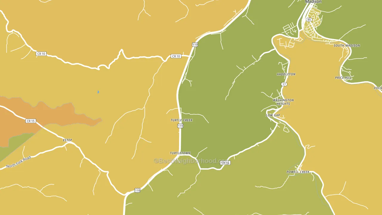 Turtle Creek, WV block-group voter-turnout map