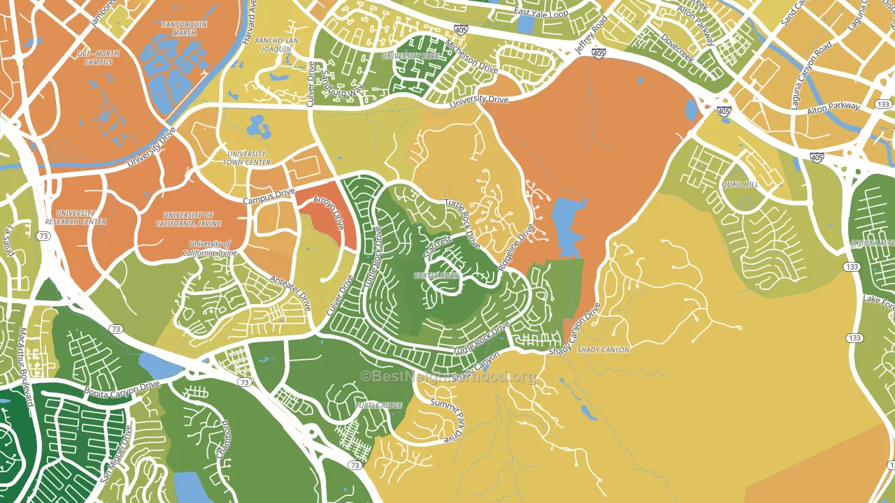 Turtle Rock, Irvine, CA block-group voter-turnout map