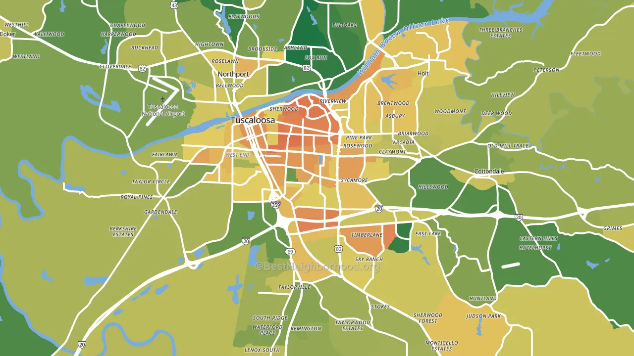 Tuscaloosa, AL block-group voter-turnout map