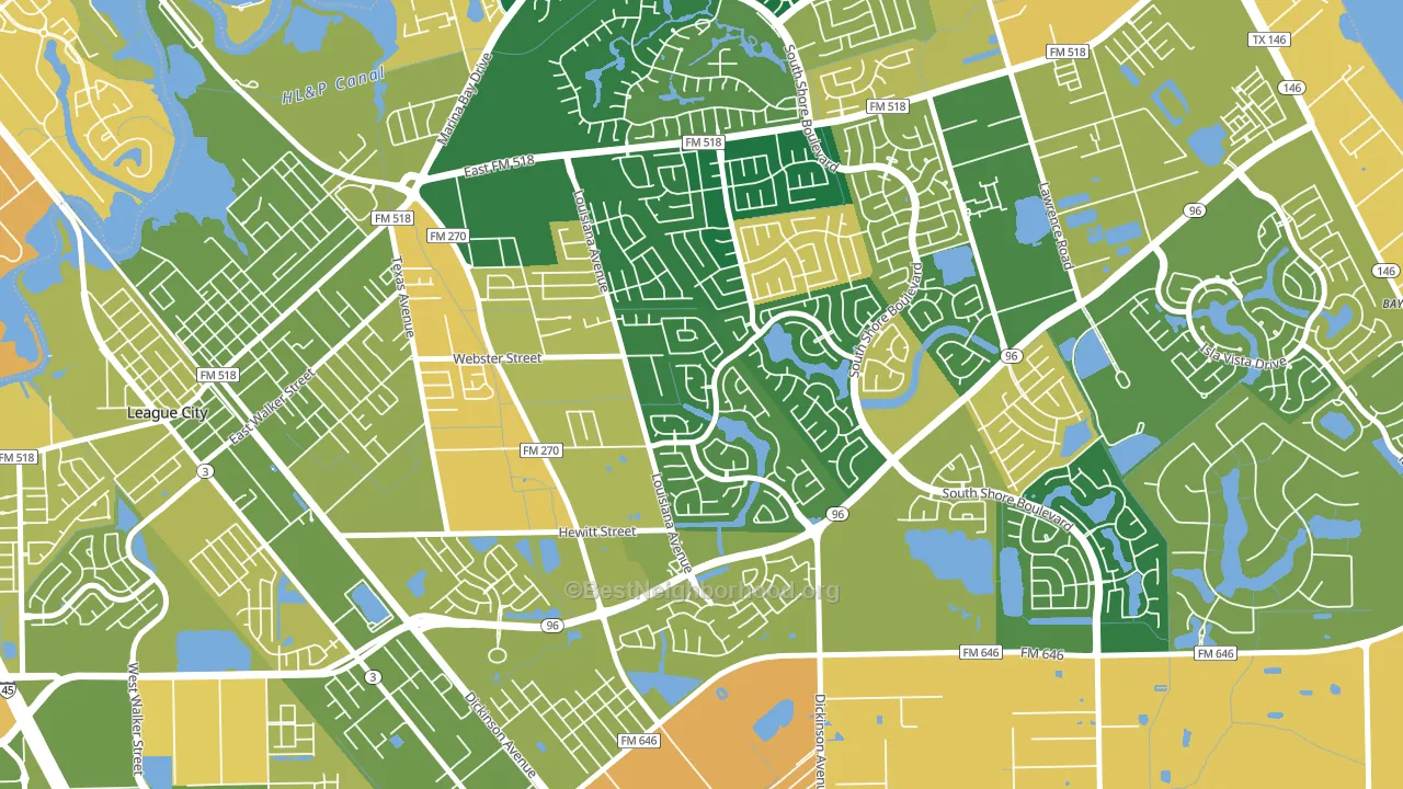 Tuscan Lakes, League City, TX block-group voter-turnout map