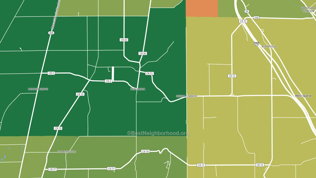 Tuscarora, NY block-group voter-turnout map