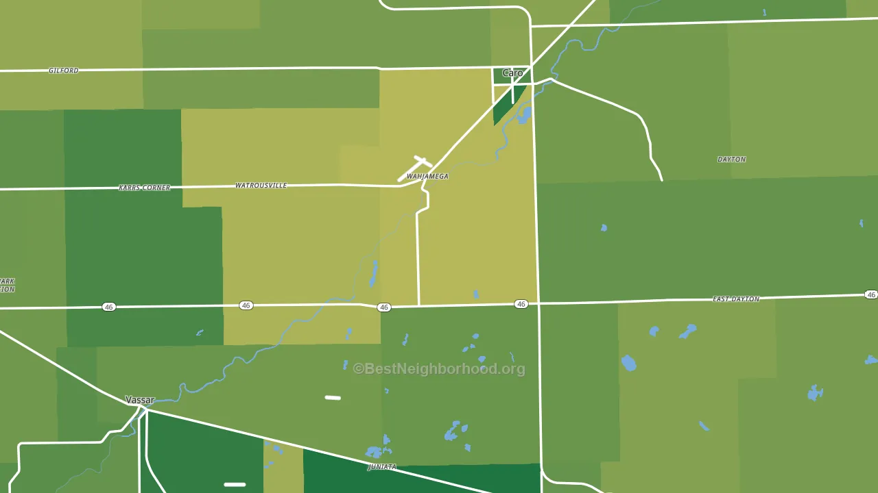 Tuscola County, MI block-group voter-turnout map