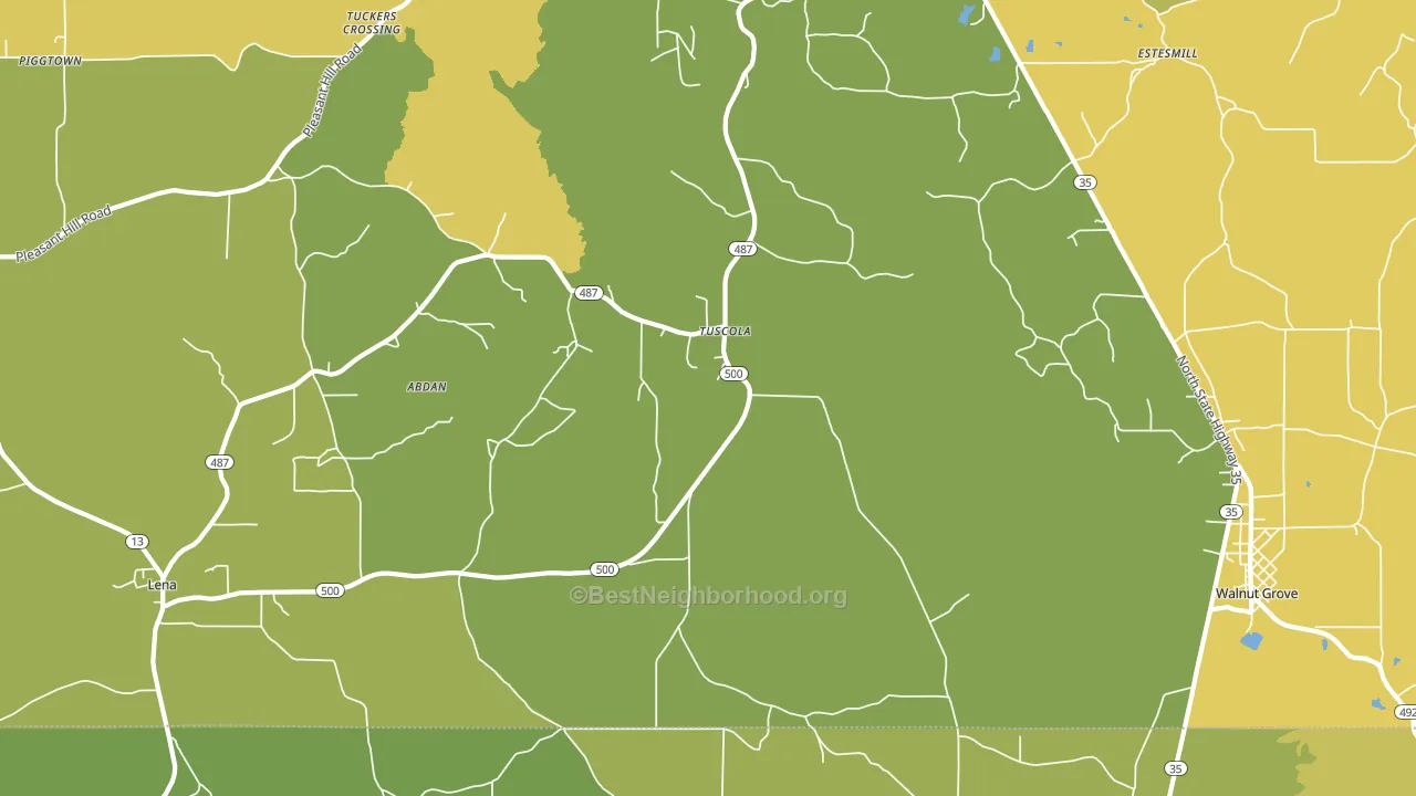 Tuscola, MS block-group voter-turnout map