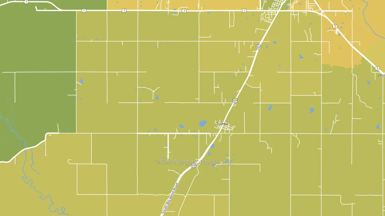 Tushka, OK block-group voter-turnout map