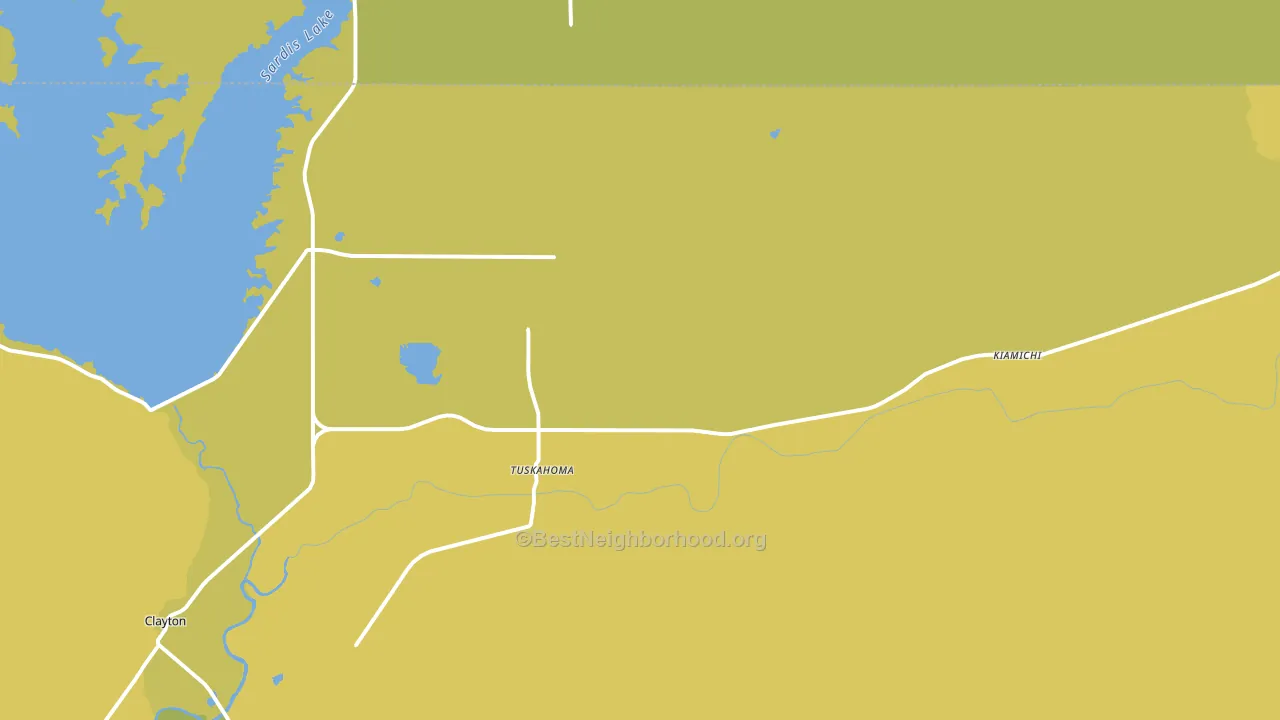Tuskahoma, OK block-group voter-turnout map