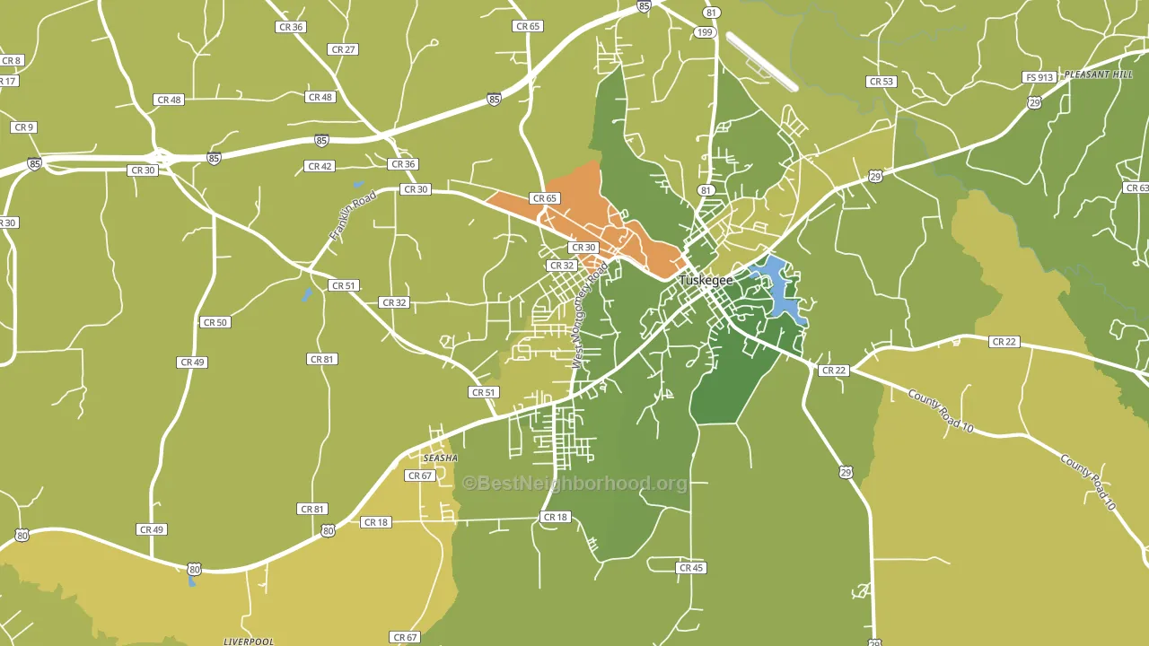 Tuskegee Institute, AL block-group voter-turnout map