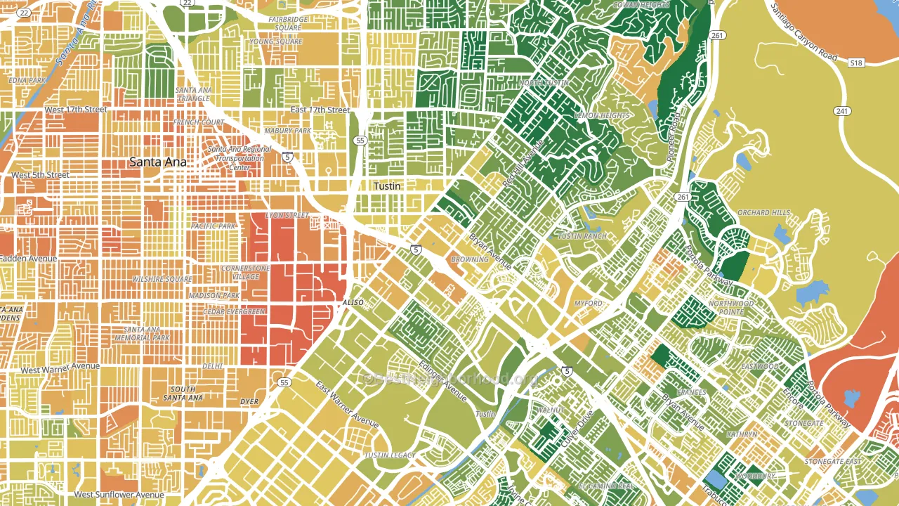 Tustin, CA block-group voter-turnout map