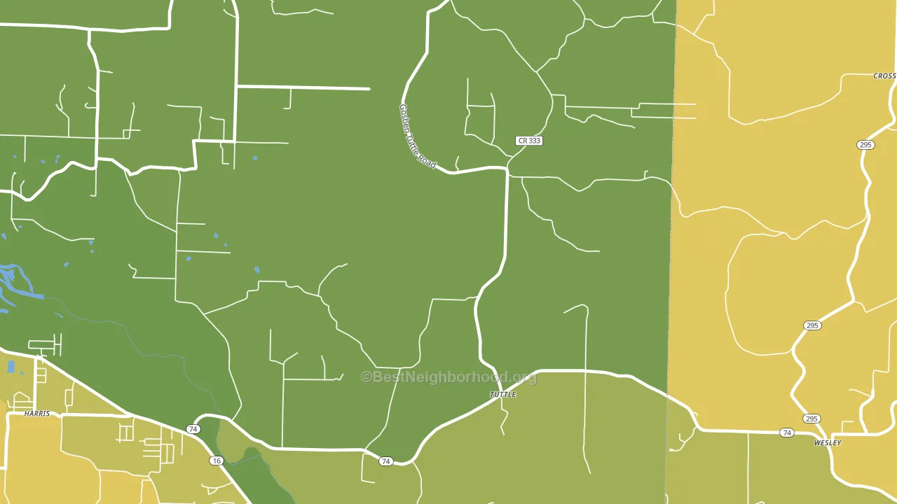Tuttle, AR block-group voter-turnout map