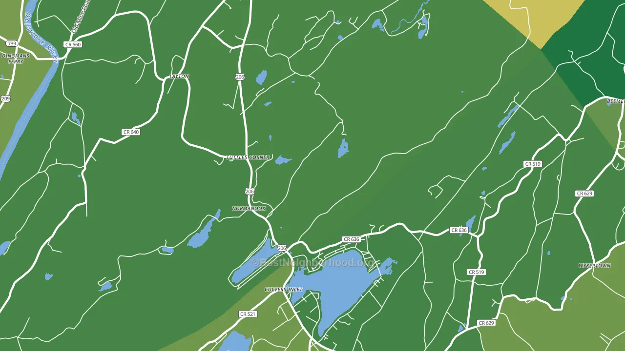 Tuttles Corner, NJ block-group voter-turnout map