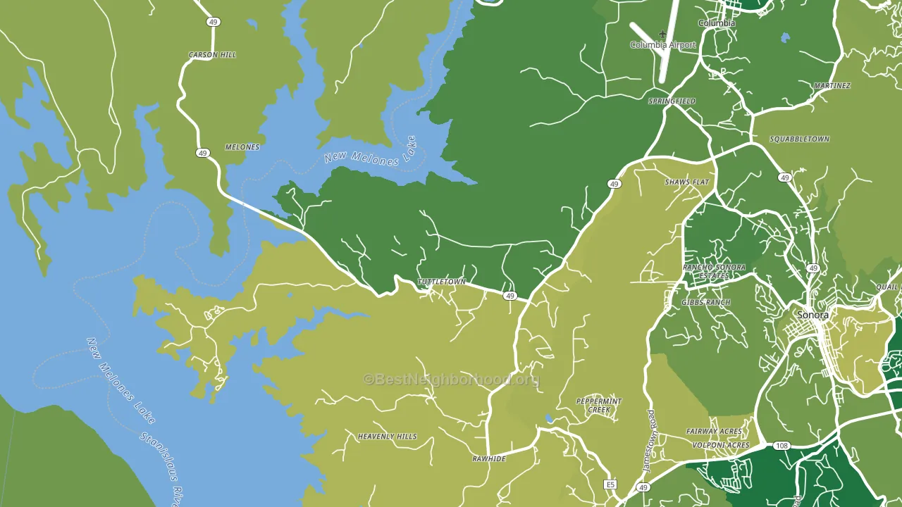 Tuttletown, CA block-group voter-turnout map