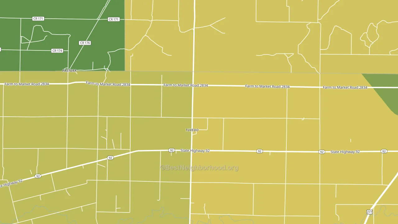 Tuxedo, TX block-group voter-turnout map