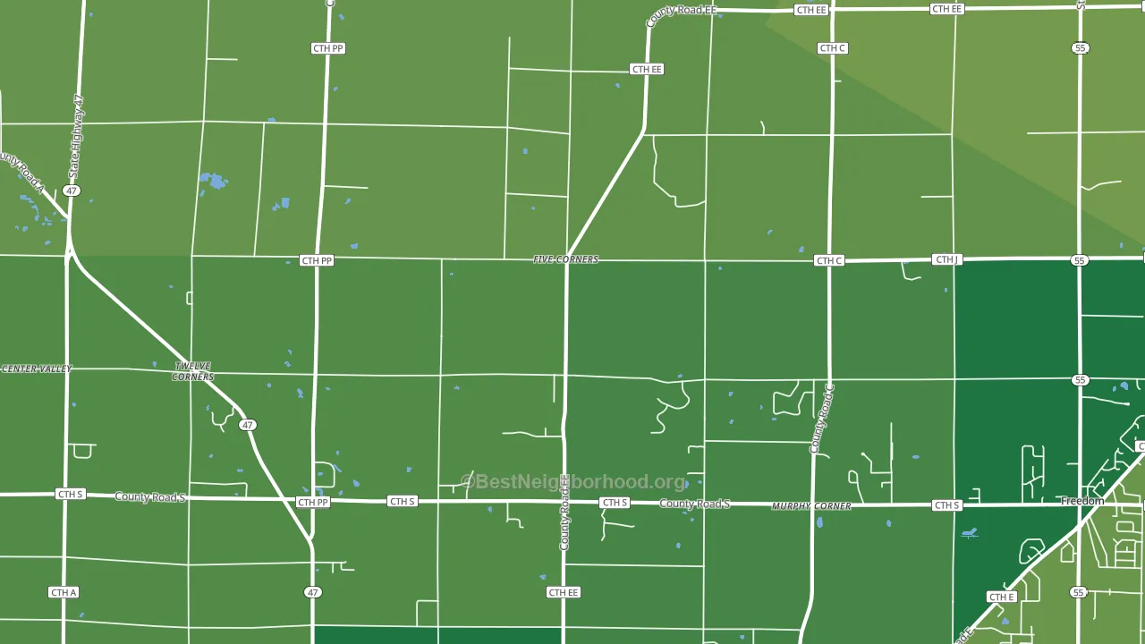 Twelve Corners, WI block-group voter-turnout map