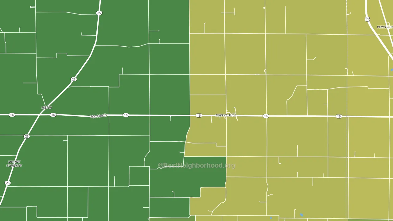 Twelve Mile, IN block-group voter-turnout map