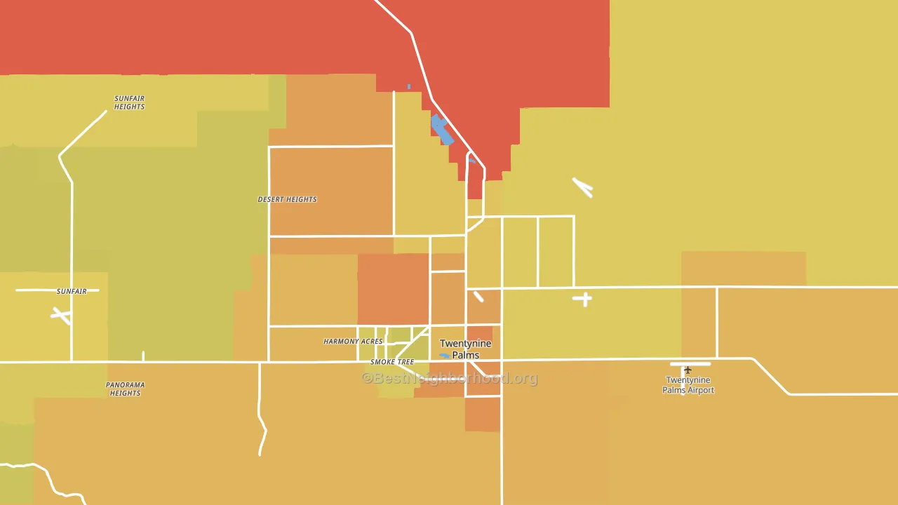 Twentynine Palms, CA block-group voter-turnout map