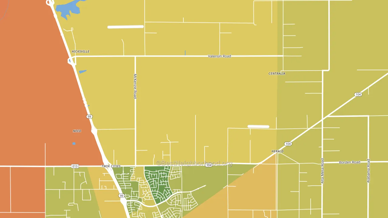 Twin Cities, CA block-group voter-turnout map