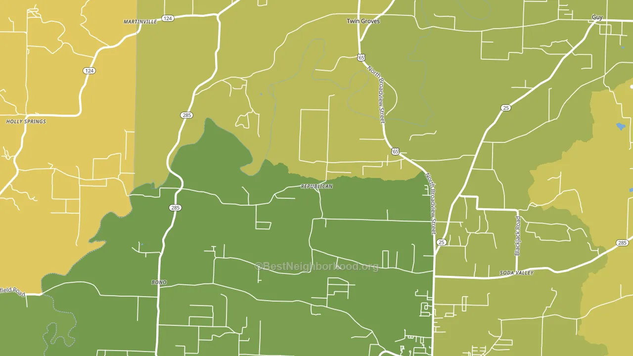 Twin Groves, AR block-group voter-turnout map