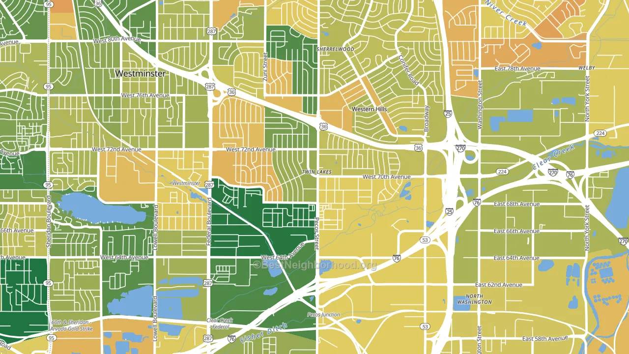 Twin Lakes, Denver, CO block-group voter-turnout map