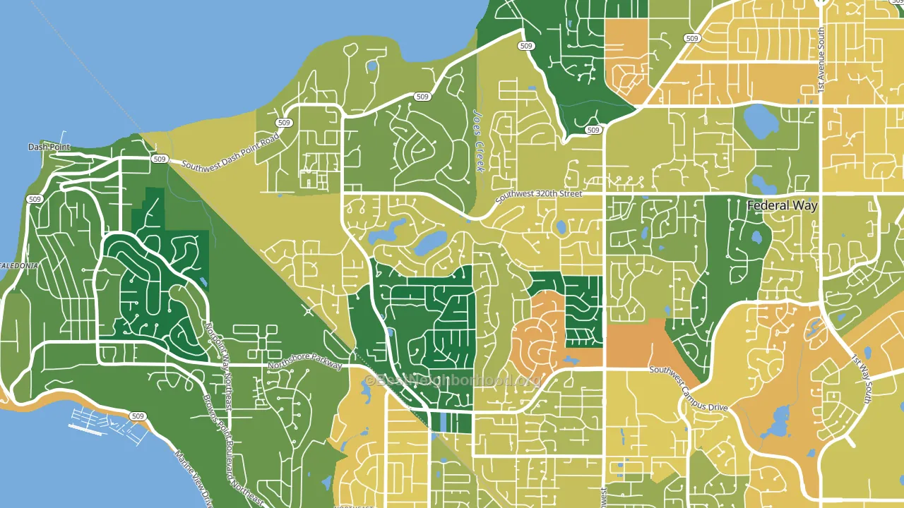 Twin Lakes, Federal Way, WA block-group voter-turnout map