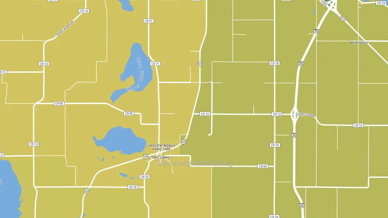 Twin Lakes, MN block-group voter-turnout map