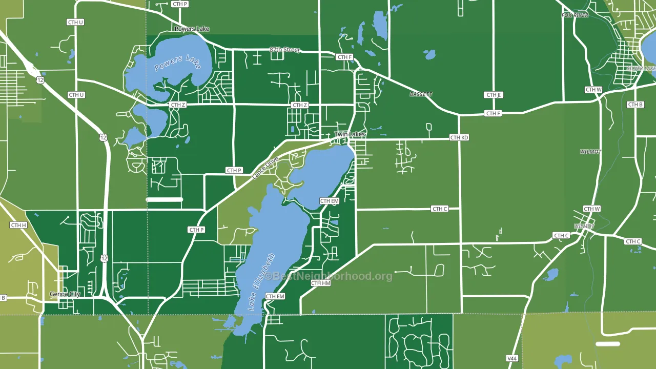 Twin Lakes, WI block-group voter-turnout map