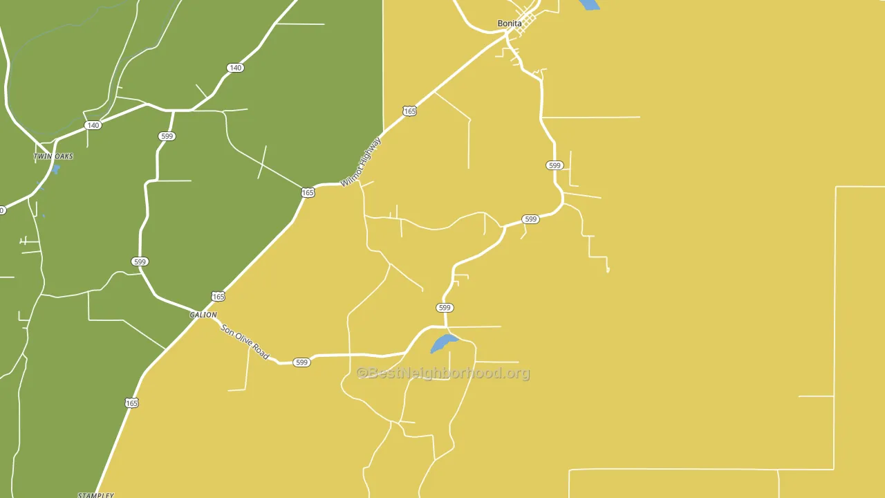 Twin Oaks, LA block-group voter-turnout map
