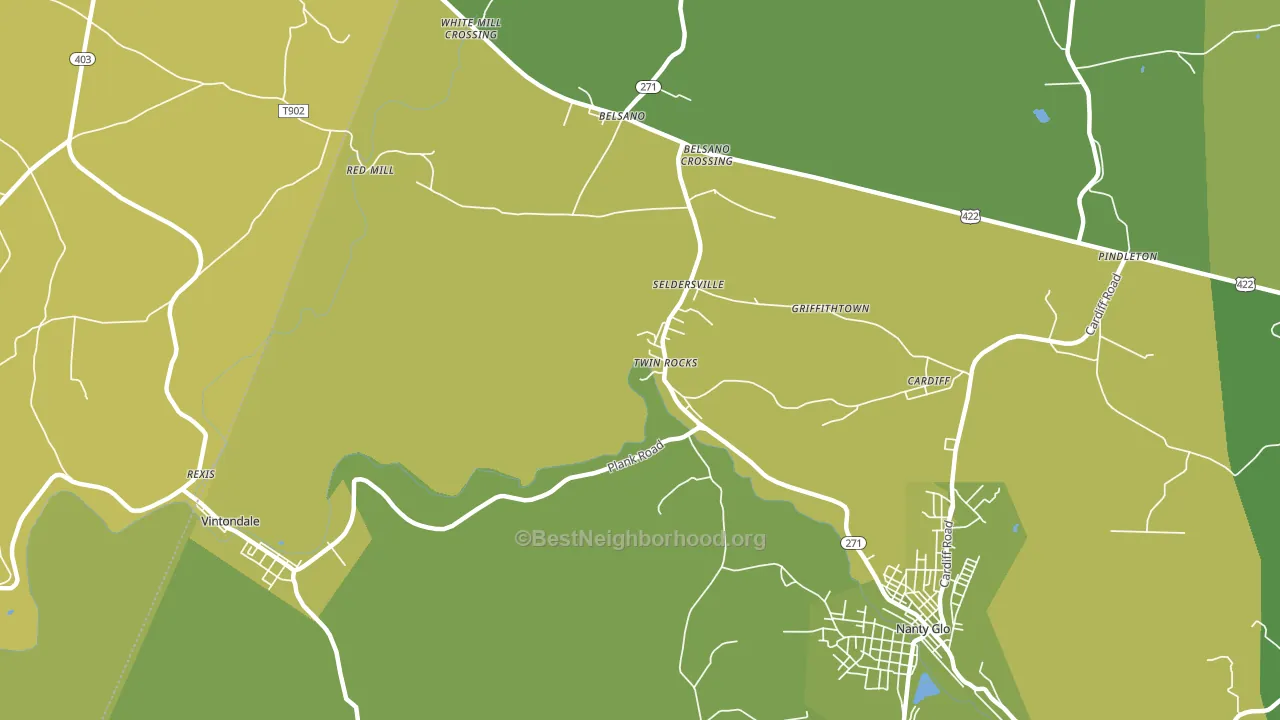 Twin Rocks, PA block-group voter-turnout map