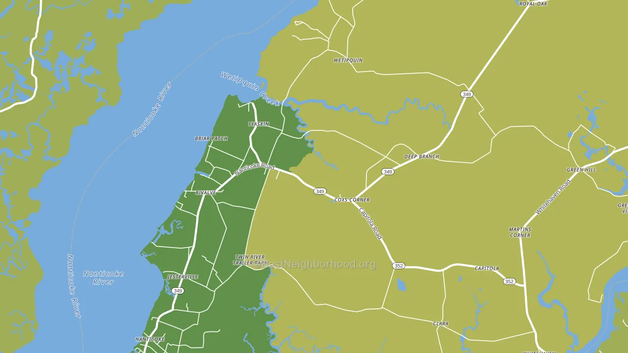 Tyaskin, MD block-group voter-turnout map