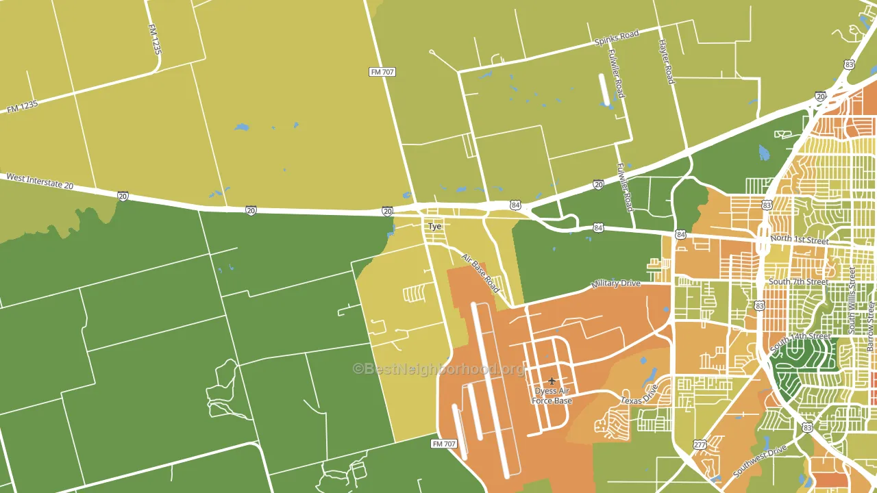 Tye, TX block-group voter-turnout map