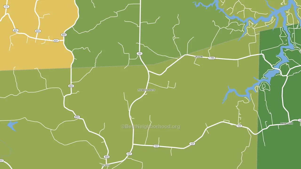 Tyewhoppety, KY block-group voter-turnout map