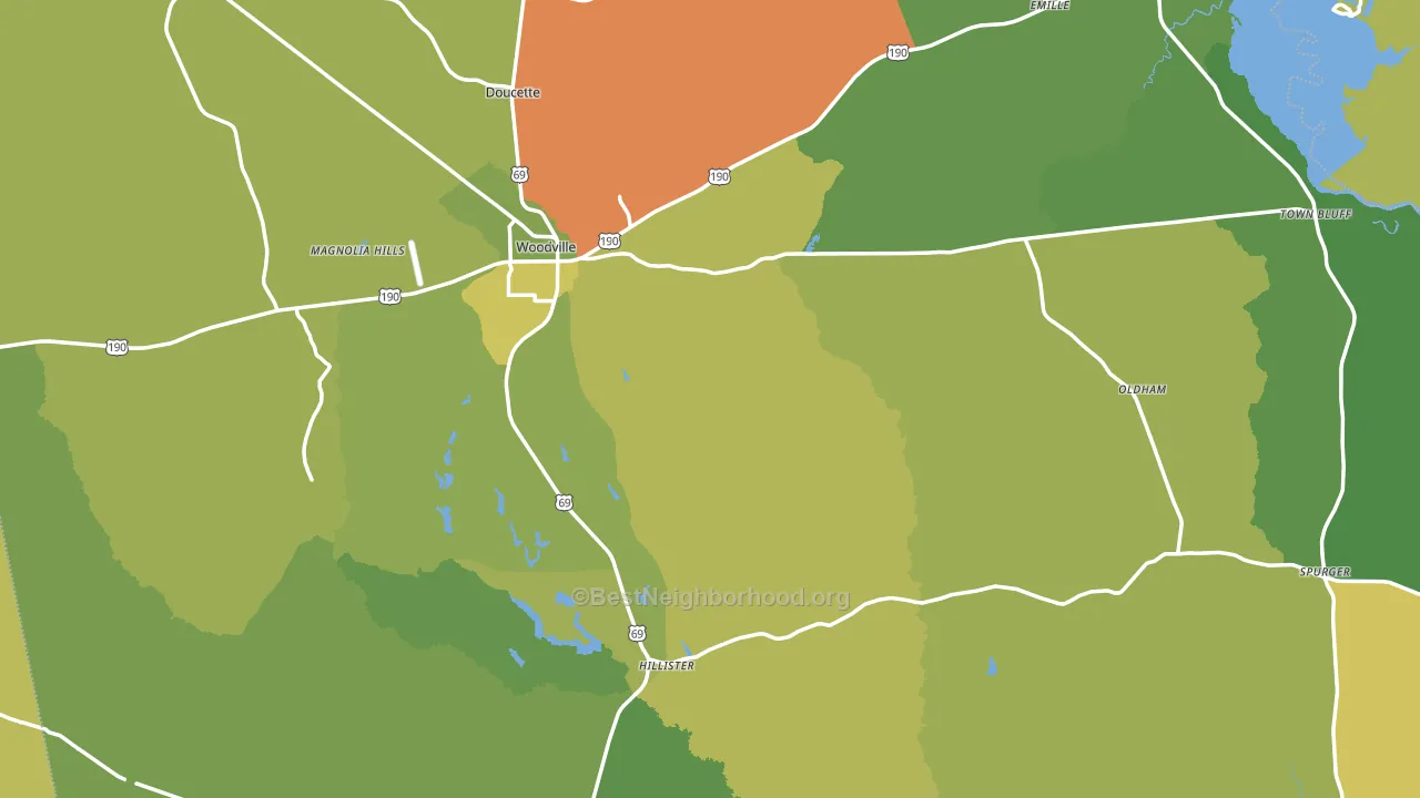 Tyler County, TX block-group voter-turnout map