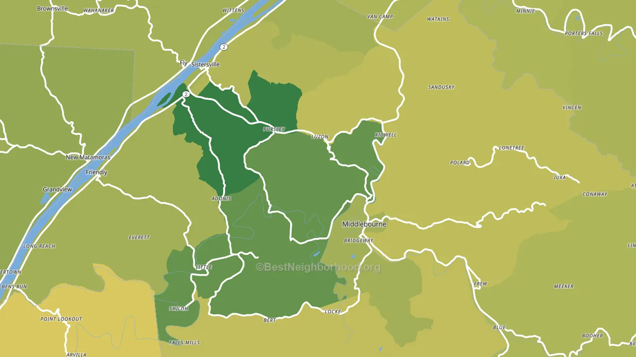 Tyler County, WV block-group voter-turnout map