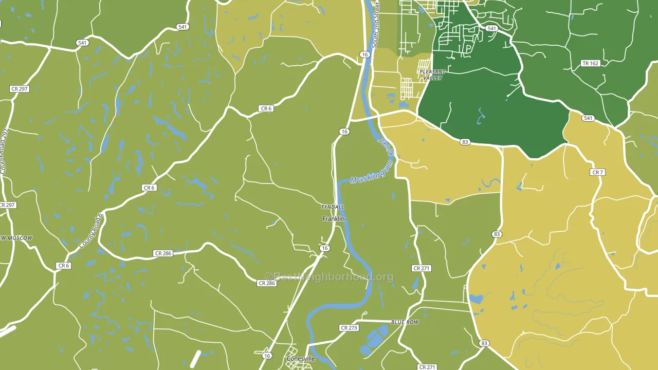 Tyndall, OH block-group voter-turnout map