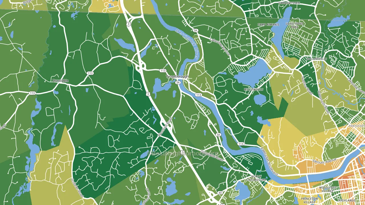 Tyngsboro, MA block-group voter-turnout map