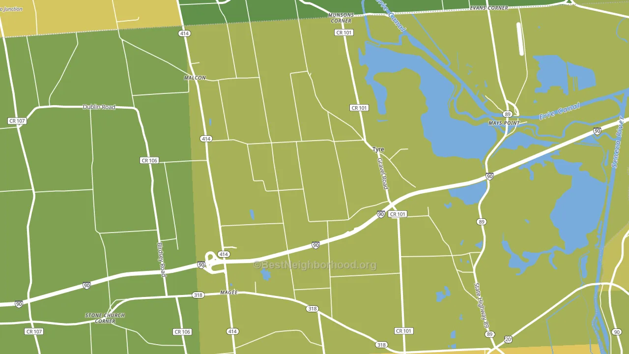 Tyre, NY block-group voter-turnout map