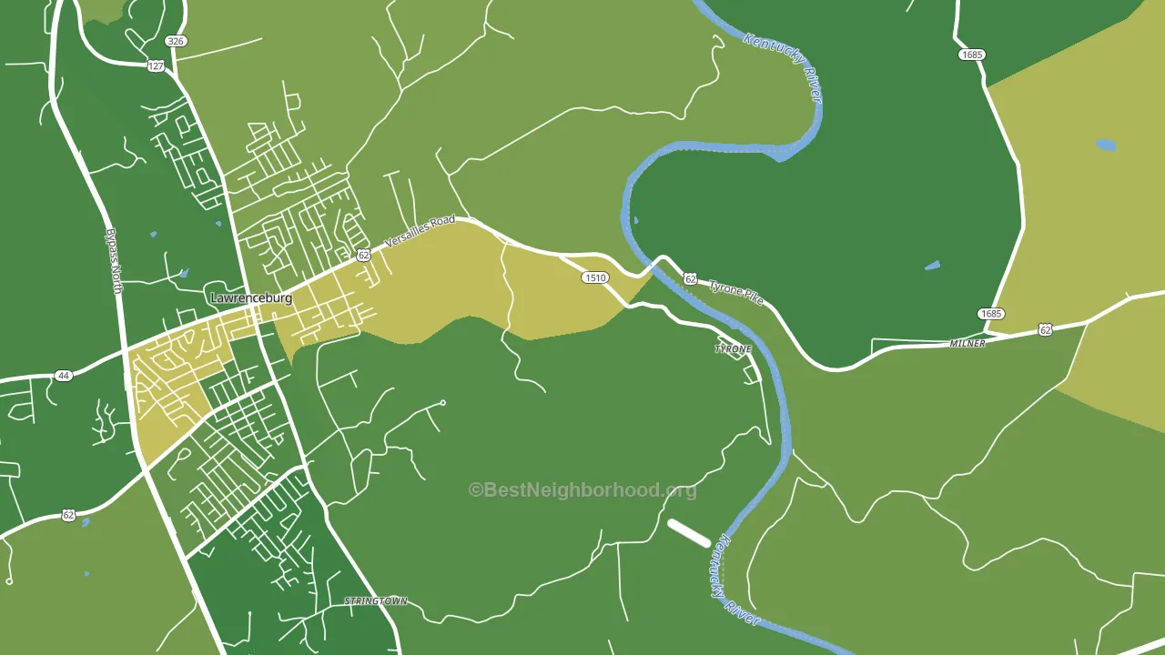 Tyrone, KY block-group voter-turnout map