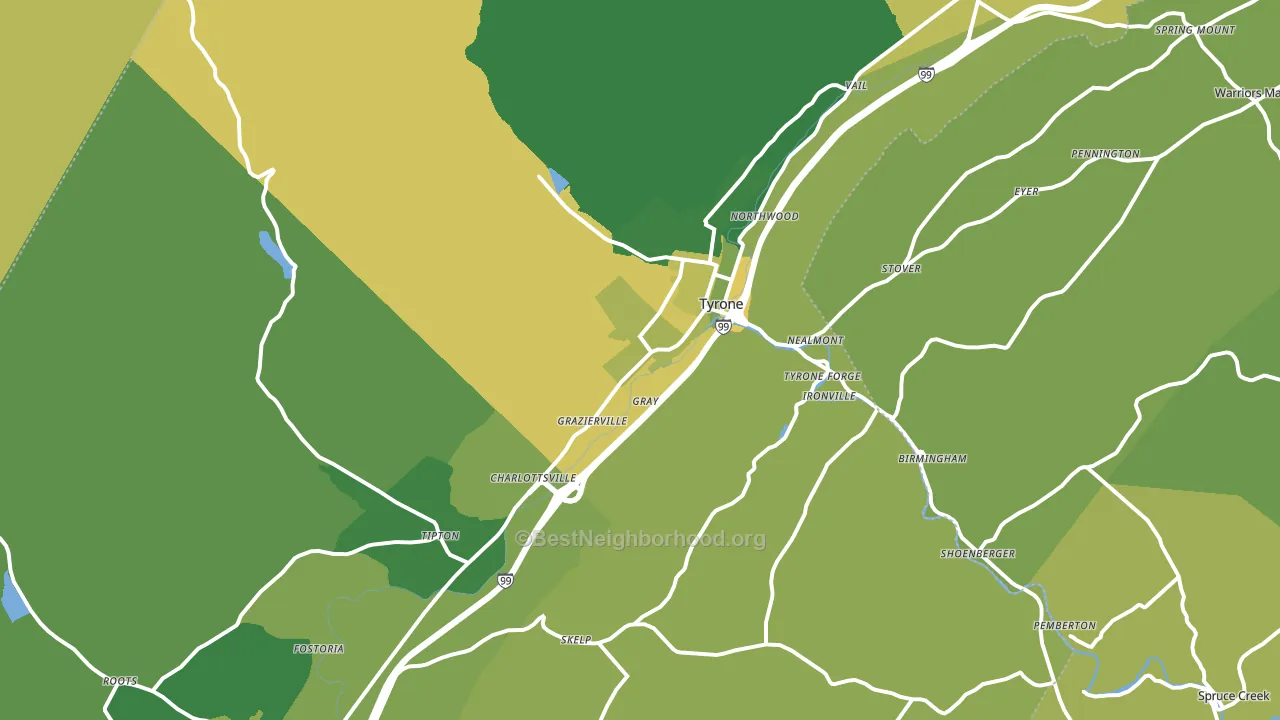 Tyrone, PA block-group voter-turnout map