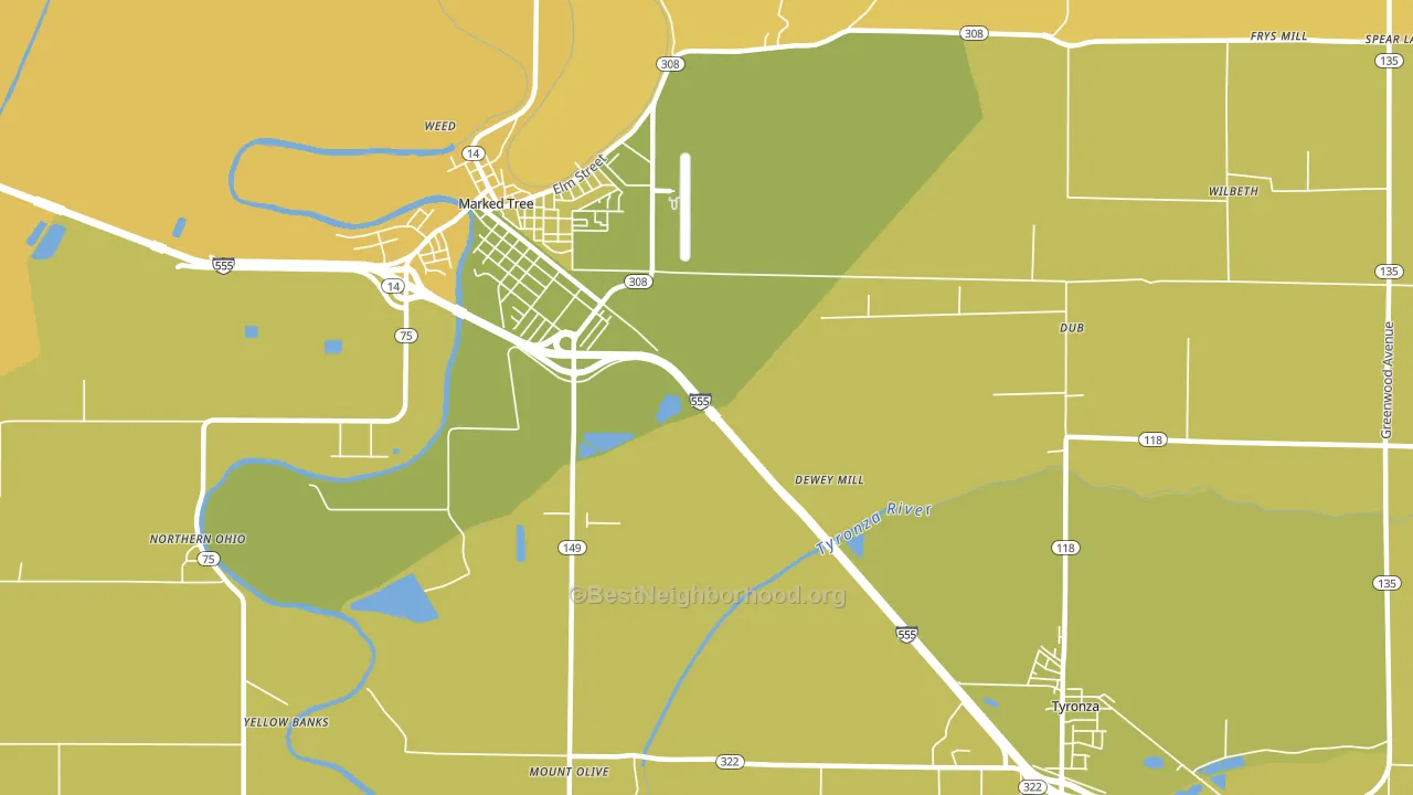 Tyronza Junction, AR block-group voter-turnout map
