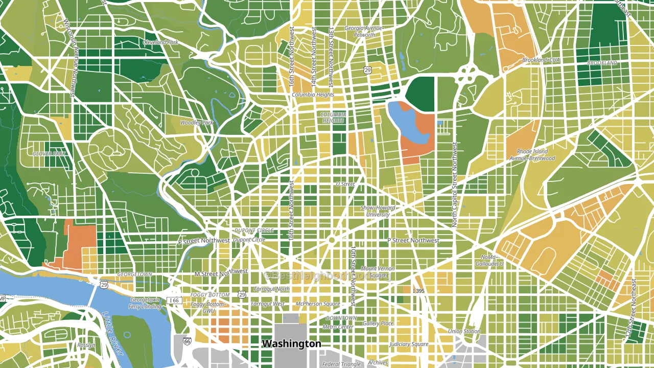 U Street Corridor, Washington, DC block-group voter-turnout map